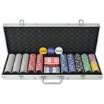 Pokerset met 500 chips aluminium (Poker artikelen), Nieuw, Verzenden