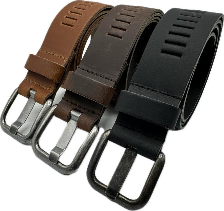 ARIESZZZ Riem Unisex Leder - Zwart Bruin cognac - 3 pack, Kleding | Dames, Riemen en Ceinturen