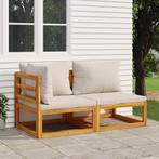 vidaXL 2-delige Loungeset met kussens massief acaciahout, Tuin en Terras, Verzenden, Nieuw, Hardhout, Loungeset