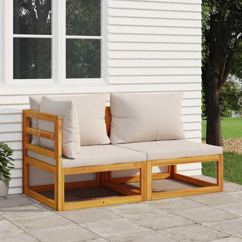 vidaXL 2-delige Loungeset met kussens massief acaciahout, Tuin en Terras, Tuinsets en Loungesets, Loungeset, Nieuw, Hardhout, Verzenden