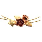 Bicolor gouden broche; Vintage/antiek | Roses (rozen), Goud, Gebruikt, Ophalen of Verzenden, Overige kleuren