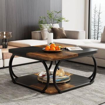 Industriële Vierkante Salontafel Boerderijstijl – 100x100cm beschikbaar voor biedingen