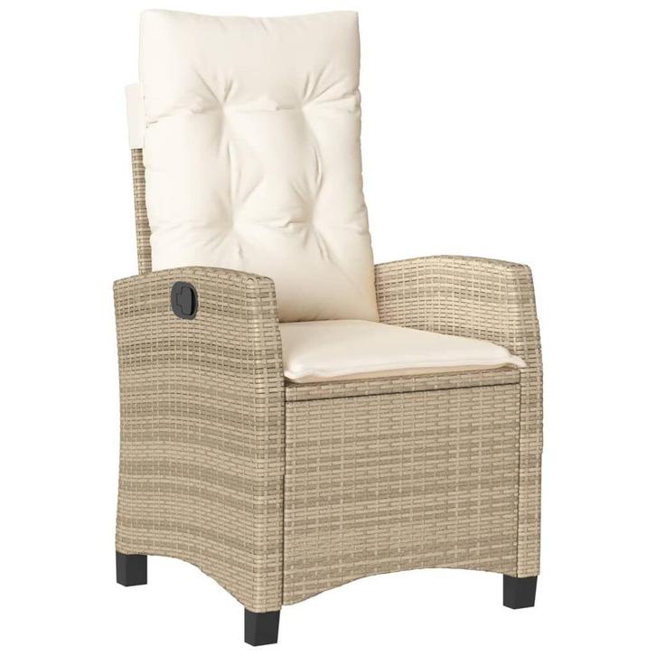 Poly Rattan Tuinstoel Beige met Kussens - OP = OP!, Tuin en Terras, Tuinstoelen, Verstelbaar, Nieuw, Rotan, Ophalen of Verzenden