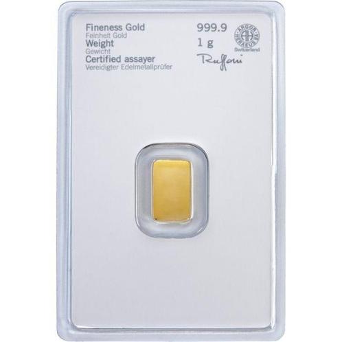 1 gram - Goud .999 - 1 Gram 9999 Gold Bar Heraeus (In Assay), Postzegels en Munten, Edelmetalen en Baren