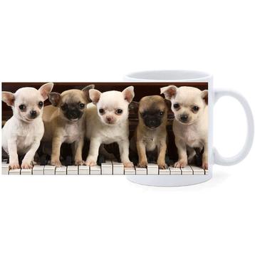 Beker - Chihuahuas op Piano met Bladmuziek NIEUW
