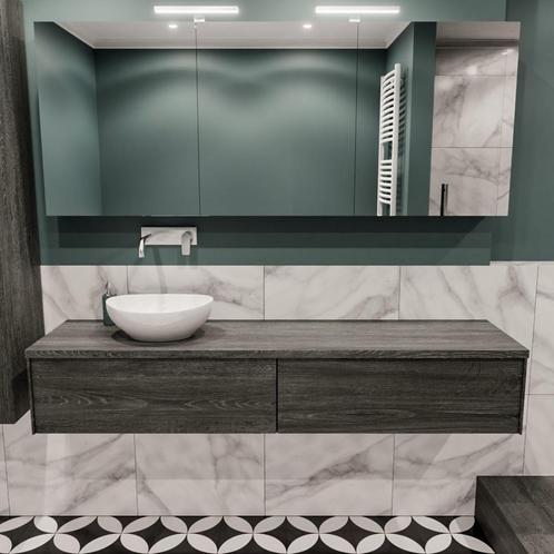 Badkamermeubel BWS Madrid Antraciet 180 cm met Topblad en, Doe-het-zelf en Verbouw, Sanitair, Bad, Nieuw, Ophalen of Verzenden
