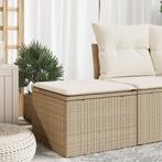 vidaXL Tuinkruk met kussen 55x55x37 cm poly rattan beige, Verzenden, Nieuw, Rotan