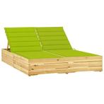 vidaXL Ligbed tweepersoons met heldergroene kussens, Tuin en Terras, Verzenden, Nieuw