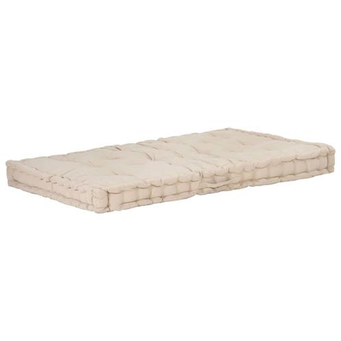 vidaXL Palletvloerkussen 120x80x10 cm katoen beige, Huis en Inrichting, Woonaccessoires | Kussens, Beige, Nieuw, Verzenden