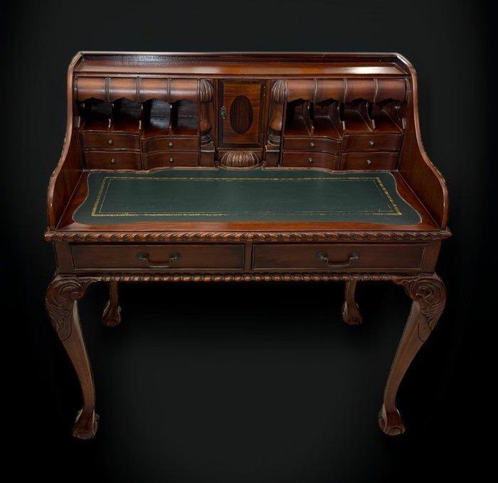 Schrijftafel - Leder, Mahonie, Chippendale stijl -, Antiek en Kunst, Antiek | Overige Antiek
