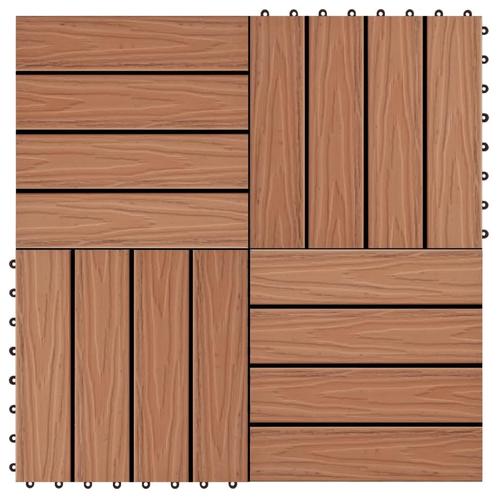 vidaXL Terrastegels diep reliëf 30x30 cm 1 m² HKC lichtbruin, Doe-het-zelf en Verbouw, Vloerdelen en Plavuizen, Nieuw, Verzenden