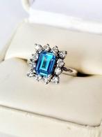 Zonder Minimumprijs - Cocktailring Platina, Zilver Topaas -