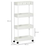 TRUUSK Keukenwagen - 4 Planken - 3 Haken - 4 Wielen - 40x19x, Verzenden, Nieuw