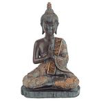 Thaise Boeddha Beeld Mediterend Polyresin Zwart - 15 x 10 x, Huis en Inrichting, Woonaccessoires | Boeddhabeelden, Nieuw, Verzenden