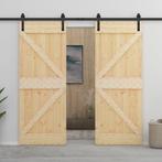 vidaXL Schuifdeur met beslag 90x210 cm massief grenenhout, Doe-het-zelf en Verbouw, Deuren en Horren, Verzenden, Nieuw