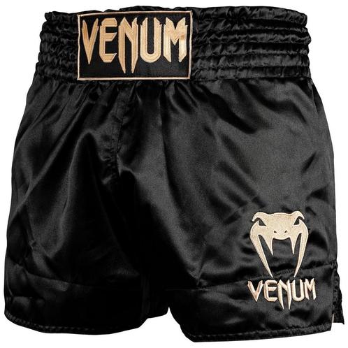 Venum Classic Muay Thai Kickboks Broekjes Zwart Goud, Kleding | Heren, Sportkleding, Zwart, Maat 46 (S) of kleiner, Nieuw, Vechtsport