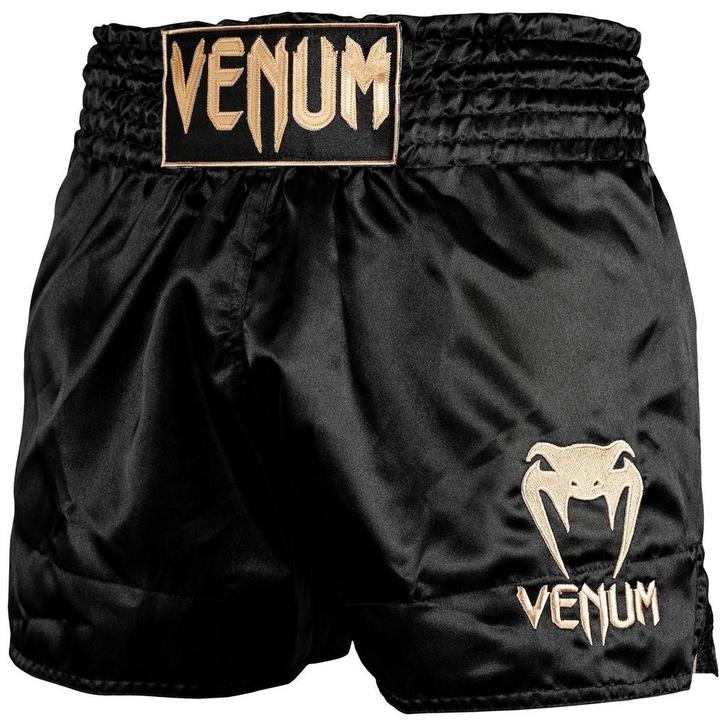 Venum Classic Muay Thai Kickboks Broekjes Zwart Goud, Kleding | Heren, Sportkleding, Zwart, Maat 46 (S) of kleiner, Nieuw, Vechtsport