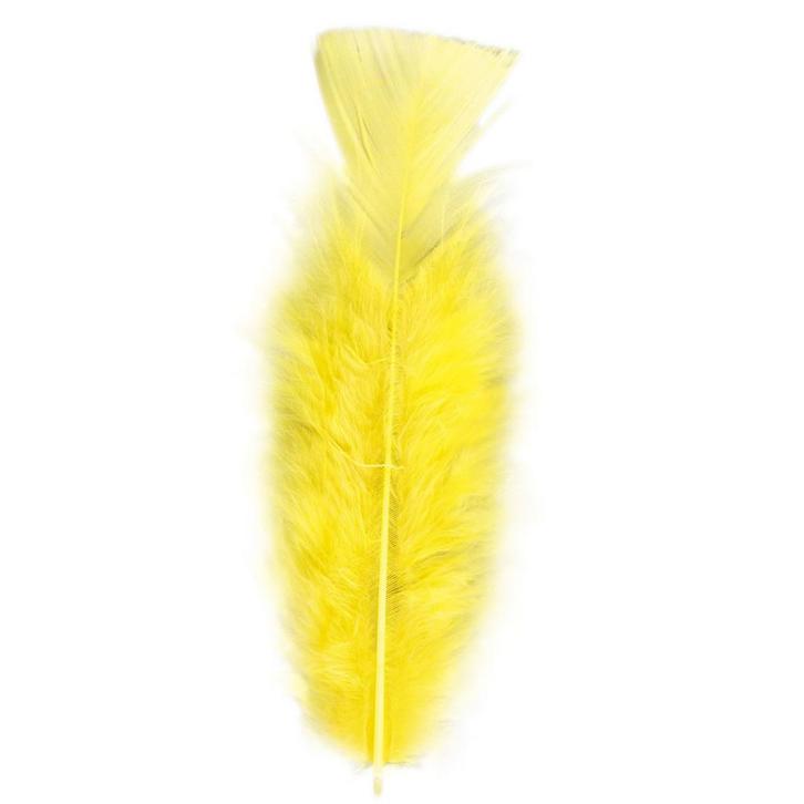 50x Sierveren geel hobby materiaal 17 cm - Decoratie veren, Hobby en Vrije tijd, Feestartikelen, Verzenden