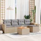 vidaXL 6-delige Loungeset met kussens poly rattan beige, Verzenden, Nieuw, Rotan, Loungeset