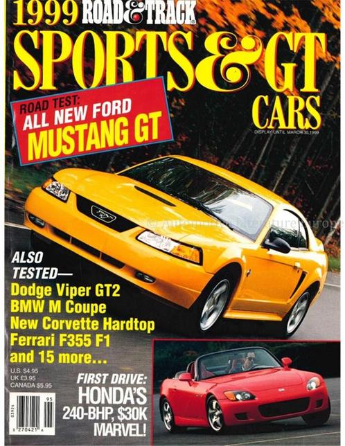 1999 ROAD AND TRACK, SPORTS & GT CARS MAGAZINE ENGELS, Boeken, Auto's | Folders en Tijdschriften