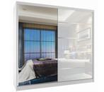 Kledingkast wit glans 158 cm breed met spiegel en 2 lades..., Huis en Inrichting, Kasten | Kledingkasten, Met lade(s), 150 tot 200 cm