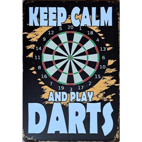 Wandbord reclamebord keep Calm and Play Darts bord darten, Verzamelen, Posters, Nieuw, A4 of kleiner, Overige onderwerpen, Rechthoekig Staand