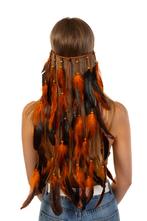 Hoofdband Veren Oranje Zwart Ibiza Hippie Indiaan Haarband V, Kleding | Dames, Carnavalskleding en Feestkleding, Ophalen of Verzenden