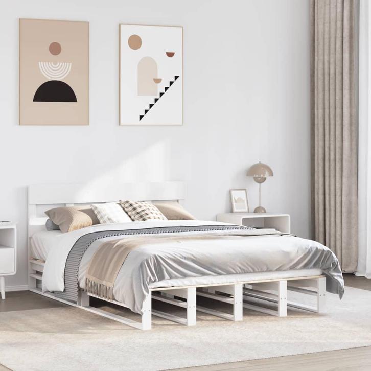 vidaXL Bedframe zonder matras massief grenenhout wit 120x190, Huis en Inrichting, Slaapkamer | Bedden, 120 cm, 190 cm of minder