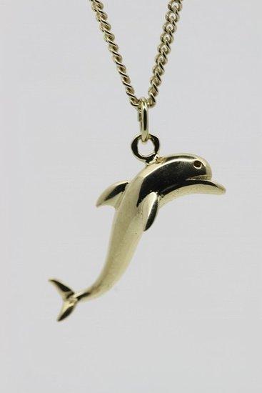 Gouden Dolfijn ketting hanger - 2, Sieraden, Tassen en Uiterlijk, Kettinghangers, Verzenden