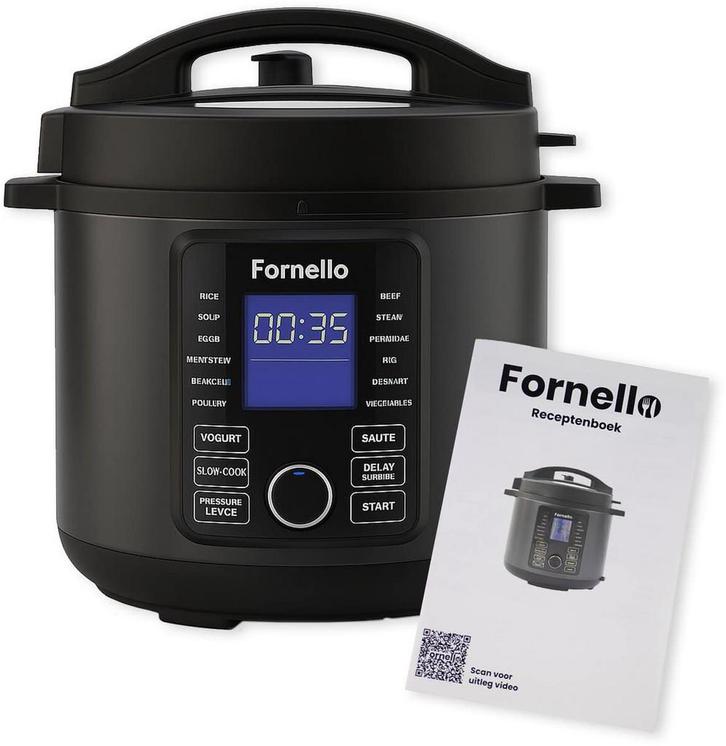 Fornello Multicooker 6L Slowcooker met Timer &amp; Kookboek, Witgoed en Apparatuur, Slowcookers, Zo goed als nieuw, Ophalen of Verzenden