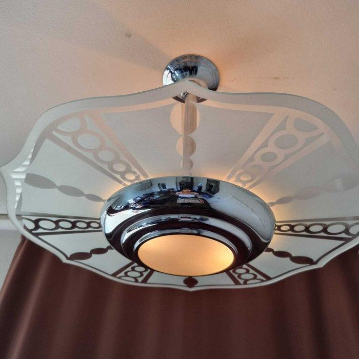 Kroonluchter - verchroomd koper. glas, Antiek en Kunst, Kunst | Designobjecten