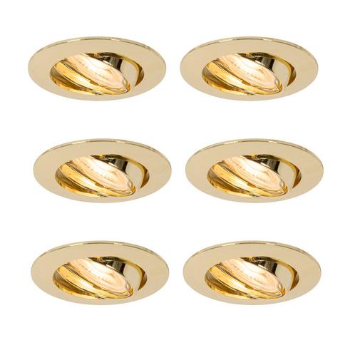 Set van 6 inbouwspots messing GU10 35mm - Edu, Huis en Inrichting, Lampen | Spots, Nieuw, Overige materialen