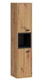 Badkamerkast Oliver 30 x 30 x 131 cm Eiken / Zwart Kolomkast, Verzenden, Nieuw, (Half)hoge kast