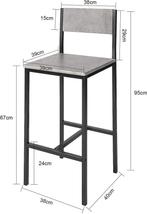 Sobuy Barkrukken - 2 keer - Grijs - 38x40x95 cm., Huis en Inrichting, Verzenden, Nieuw