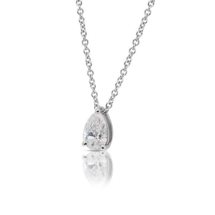 Ketting met hanger - 18 karaat Witgoud - 1.07ct. tw. Diamant, Sieraden, Tassen en Uiterlijk, Antieke sieraden