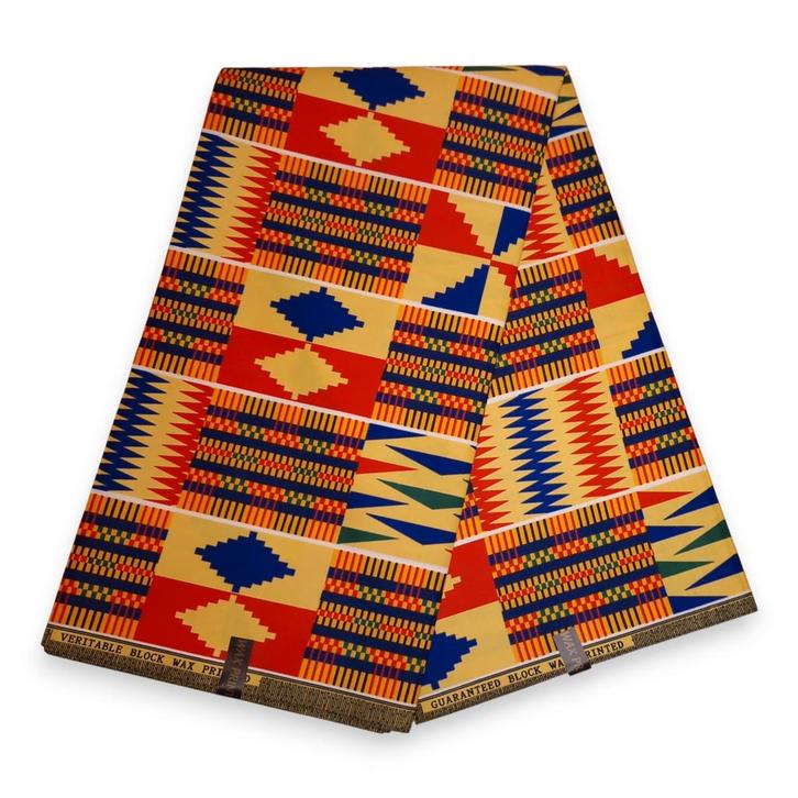Afrikaanse stof - Kente PO-5061 - Polycotton - 1 yard, Hobby en Vrije tijd, Stoffen en Lappen, Nieuw, Ophalen of Verzenden