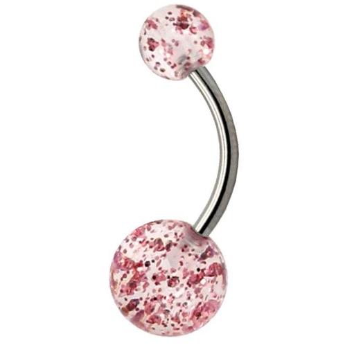 Fako Bijoux® - Navelpiercing - Acryl & RVS - Glitter - Roze, Sieraden, Tassen en Uiterlijk, Piercings, Verzenden