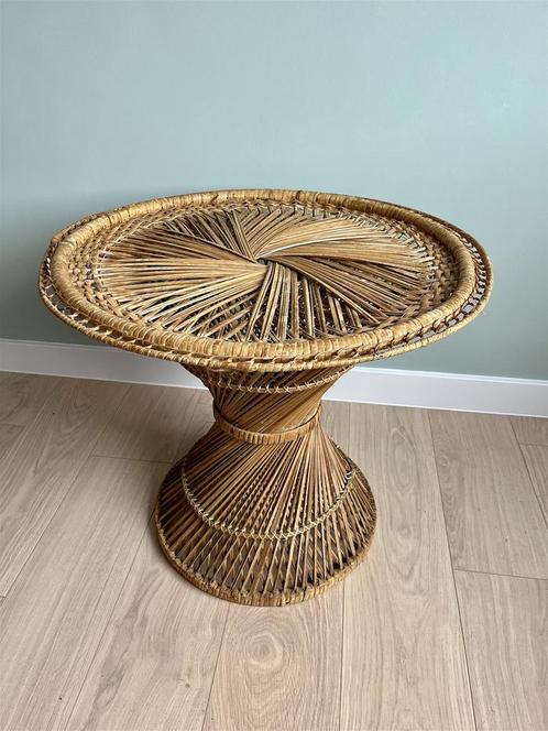 Bohemian vintage Rotan salontafel, Huis en Inrichting, Tafels | Salontafels