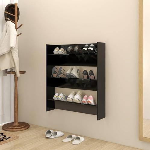vidaXL Wandschoenenkast 80x18x90 cm bewerkt hout zwart, Huis en Inrichting, Kasten | Schoenenrekken, Nieuw, Verzenden