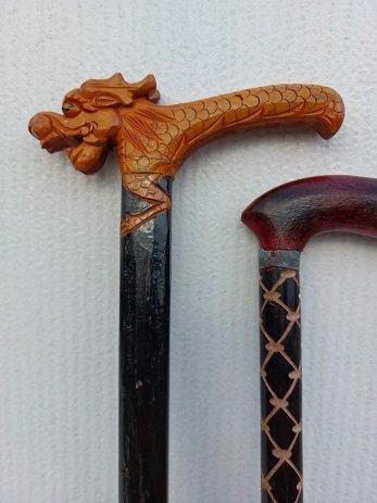 Wandelstok (4) - Hout - Houten wandelstokken, Antiek en Kunst, Curiosa en Brocante