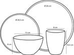 Mica Decorations Tabo Serviesset 4 Persoons - Grijs, Huis en Inrichting, Keuken | Servies, Verzenden, Nieuw