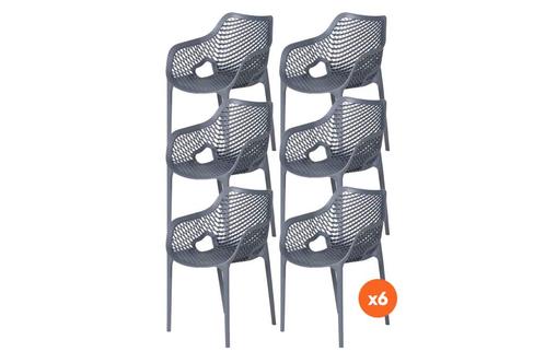 Set van 6 - Madino Air stapelbare stoel - Grijs, Tuin en Terras, Tuinsets en Loungesets, Nieuw, Overige materialen, Verzenden