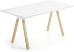 Kave Home Stick - Eetkamertafel - Wit - 80 x 90 cm, Huis en Inrichting, Tafels | Bijzettafels, Nieuw, Verzenden