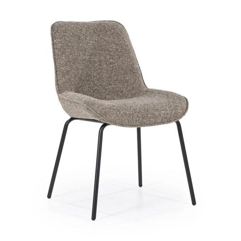 *WOONWINKEL* By-Boo Base Scandinavische Eetkamerstoel Met Ar, Huis en Inrichting, Stoelen, Bruin, Nieuw, Stof, Verzenden