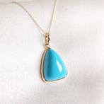 Hanger - 14 karaat Geel goud - 21.82ct. tw. Turquoise -, Sieraden, Tassen en Uiterlijk, Antieke sieraden