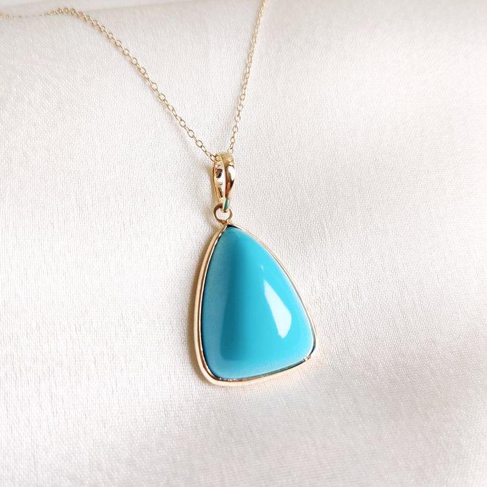 Hanger - 14 karaat Geel goud - 21.82ct. tw. Turquoise -, Sieraden, Tassen en Uiterlijk, Antieke sieraden