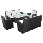 vidaXL 5-delige Loungeset met kussens poly rattan zwart, Verzenden, Nieuw, Rotan, Loungeset