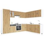 vidaXL 14-delige Keukenkastenset Porto bewerkt hout, Huis en Inrichting, Keuken | Keukenelementen, Verzenden, Nieuw, Bruin