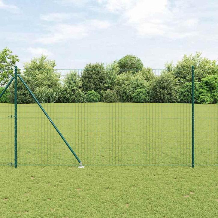 vidaXL Hek met Paal Groen 1,6 x 10 m Staal en PVC, Tuin en Terras, Schuttingen, Nieuw, IJzer, Verzenden