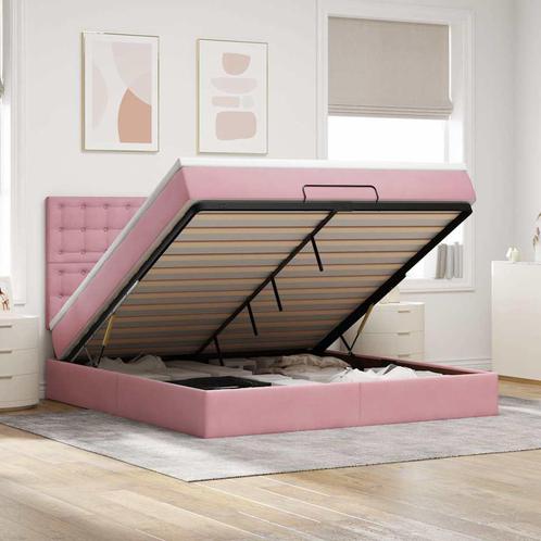 vidaXL Ottoman bed met matrassen en LEDs 160x200cm fluweel, Huis en Inrichting, Slaapkamer | Bedden, 160 cm, 200 cm, Tweepersoons